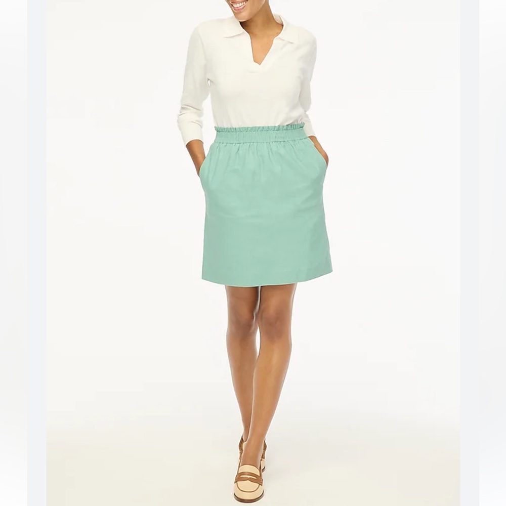 EUC J. Crew Linen-cotton blend city skirt Green sz 24 - small hole near pocket